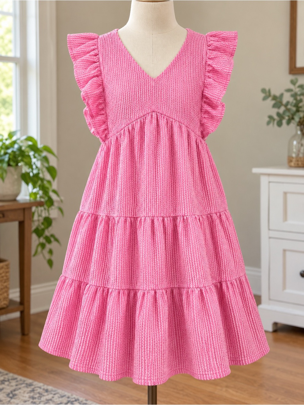 Simply Southern Pink Ruffle Tiered Dress
